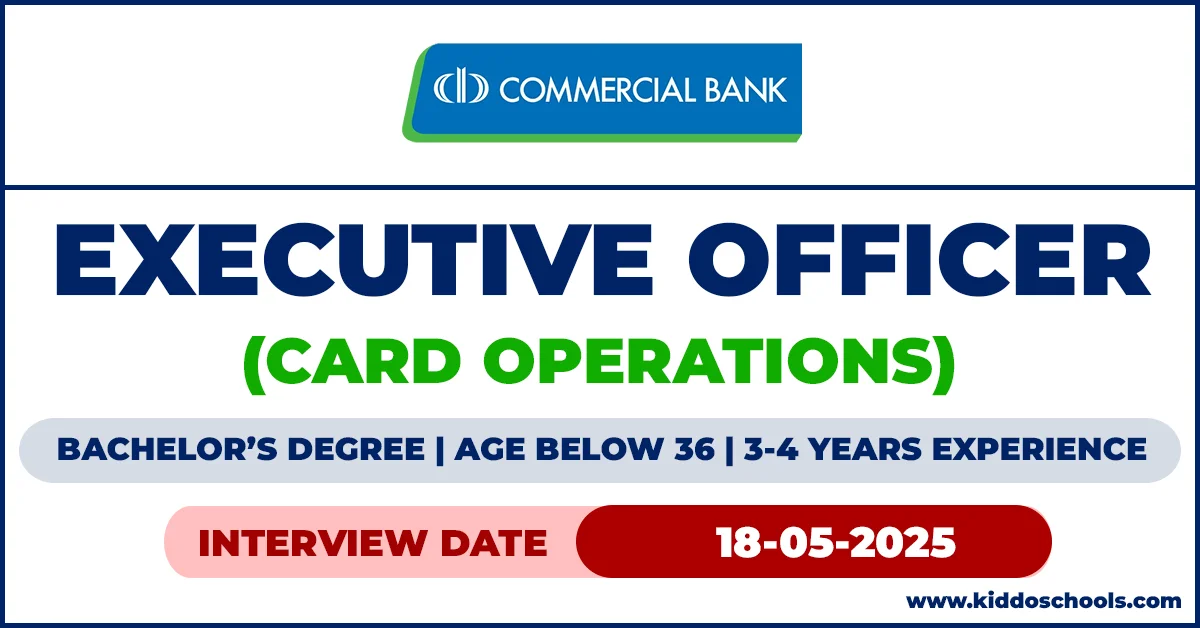 Commercial Bank Job Vacancy 2025 - Executive Officer (Card Operations)