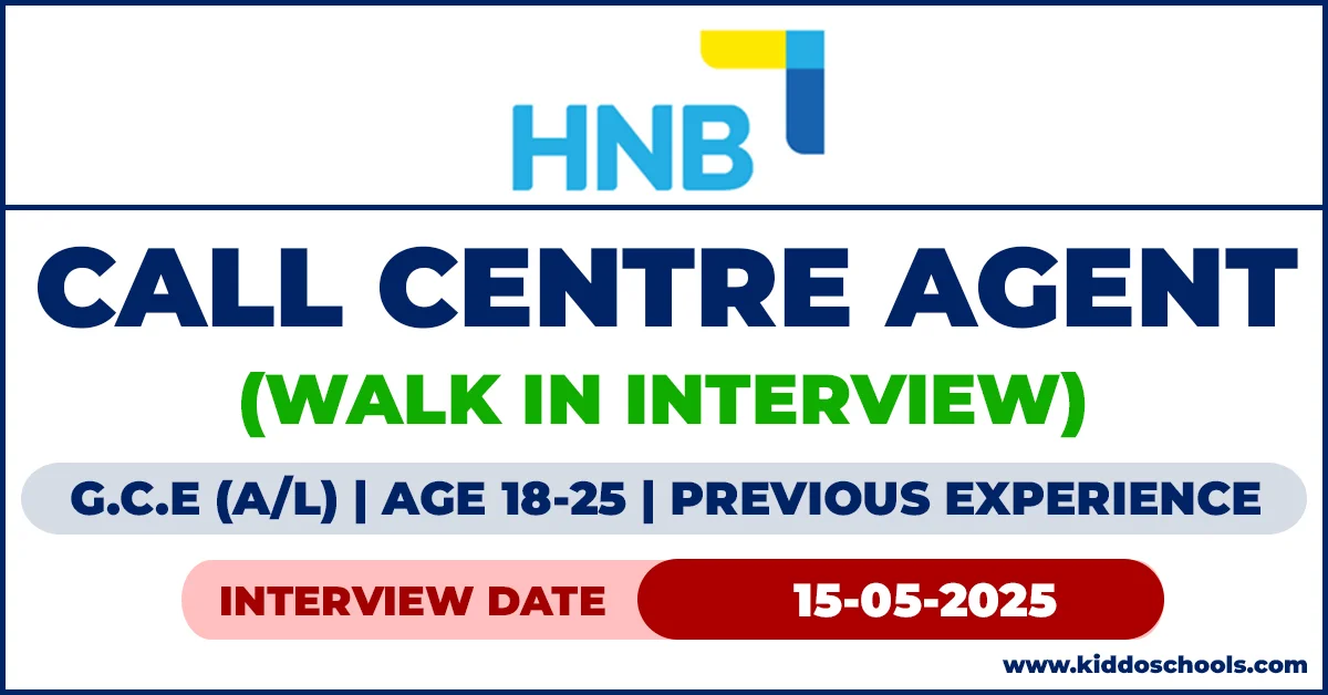 HNB Bank Career 2025 - Call Centre Agent