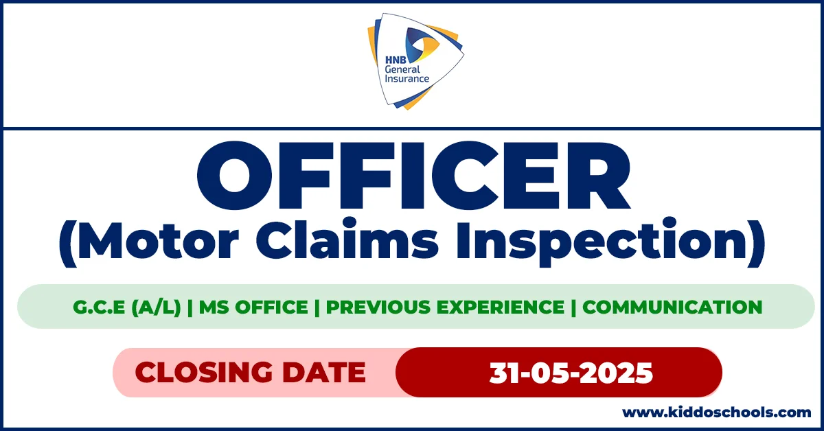 HNB General Insurance Job Vacancies 2025 - Officer (Motor Claims Inspection)