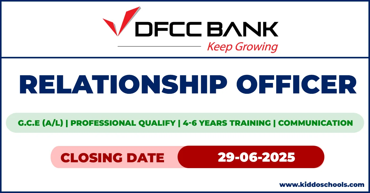 DFCC Bank Job Vacancies 2025 - Relationship Officer 