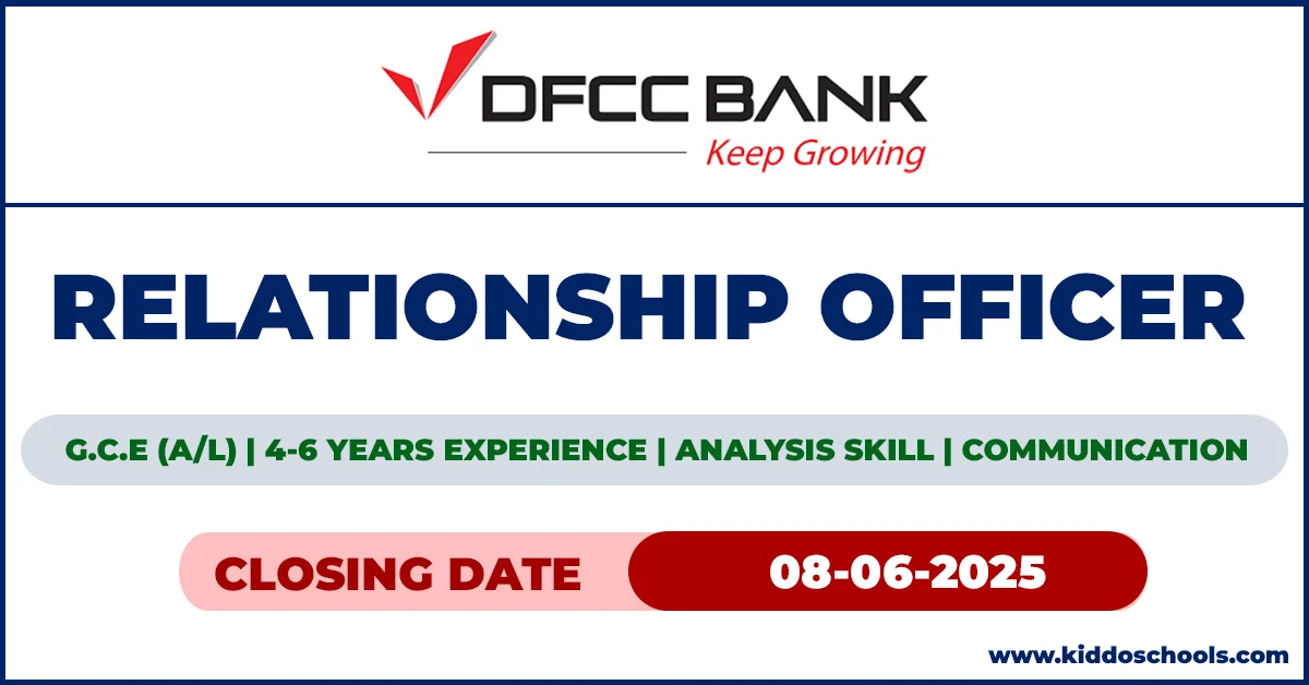 DFCC Bank Job Vacancies 2025 - Relationship Officer