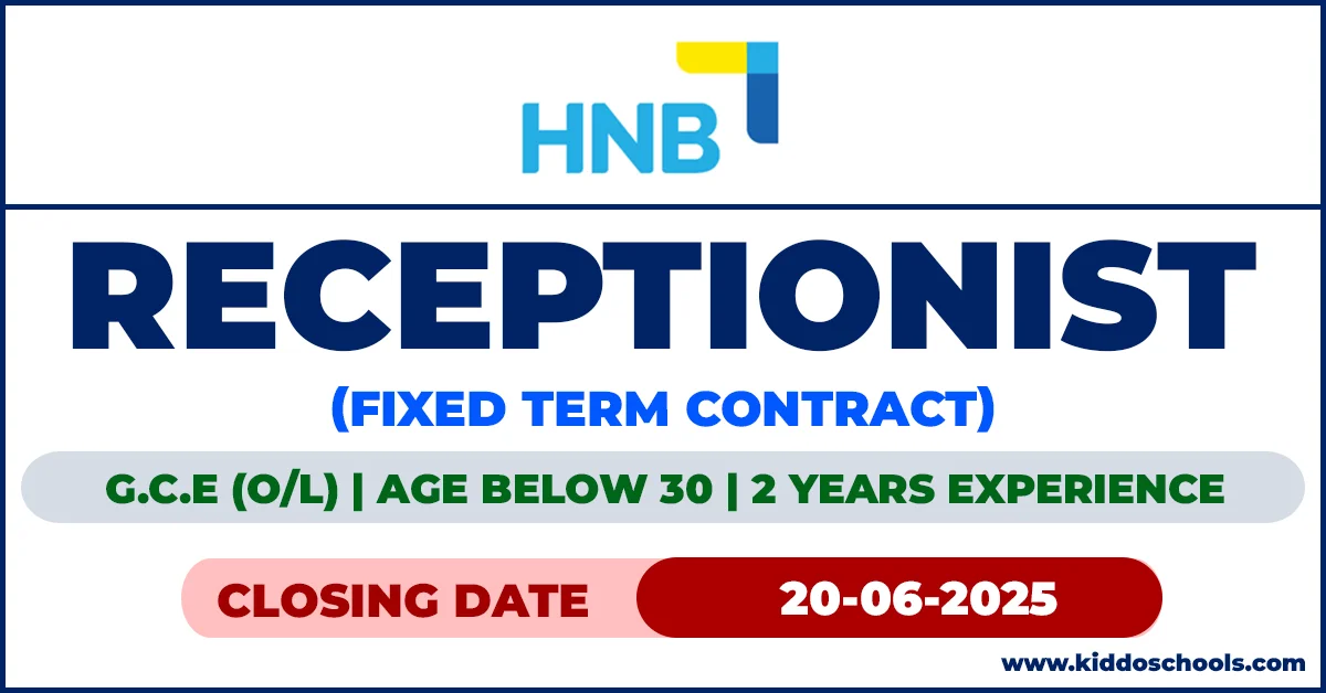 HNB Bank Job Vacancies 2025 - Receptionist 