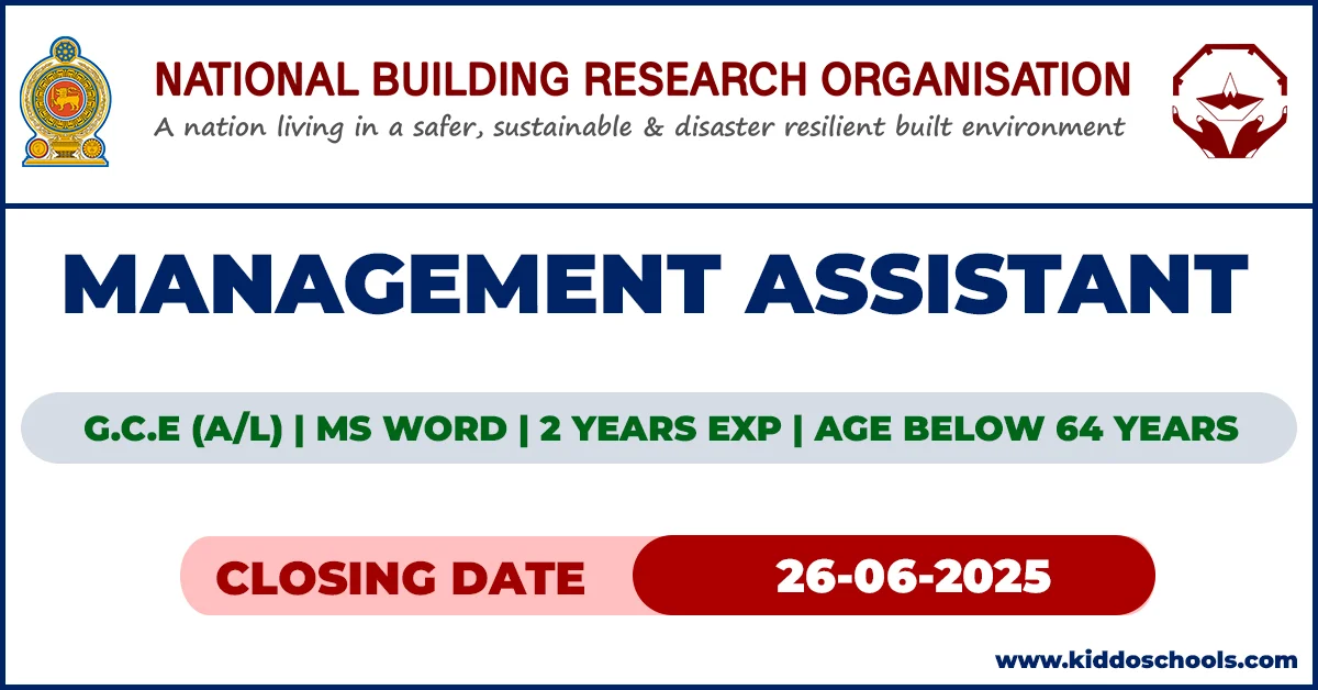 National Building Research Organisation Job Vacancies - Management Assistant 2025