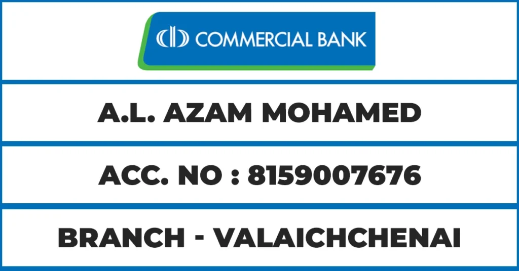 Com Bank Details for Payments