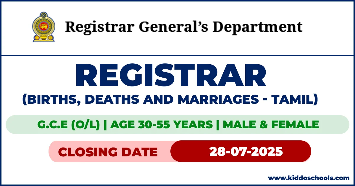 Registrar Generals Department Jobs Vacancies - Registrar of Births, Deaths and Marriages