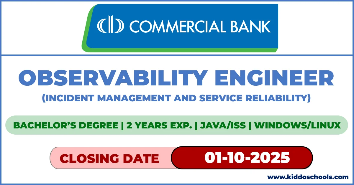 Commercial Bank Job Vacancies 2025 - Observability Engineer