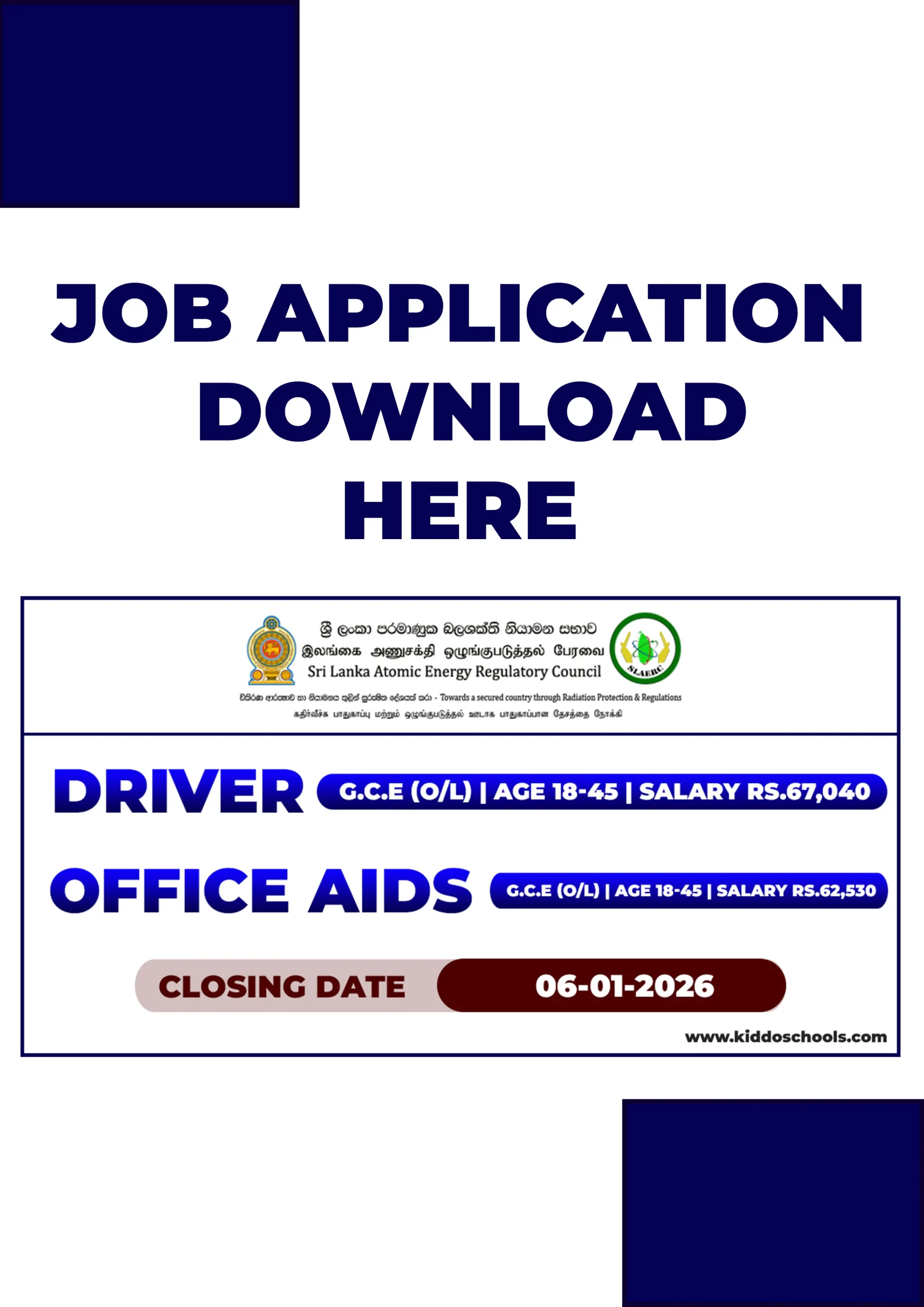 Application for Sri Lanka Atomic Energy Regulatory Council Job Vacancies 2026 1 Job Application Download Here