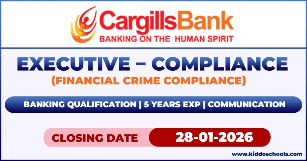 Cargills Bank Job Vacancies 2026 - Executive – Compliance (Financial Crime Compliance )