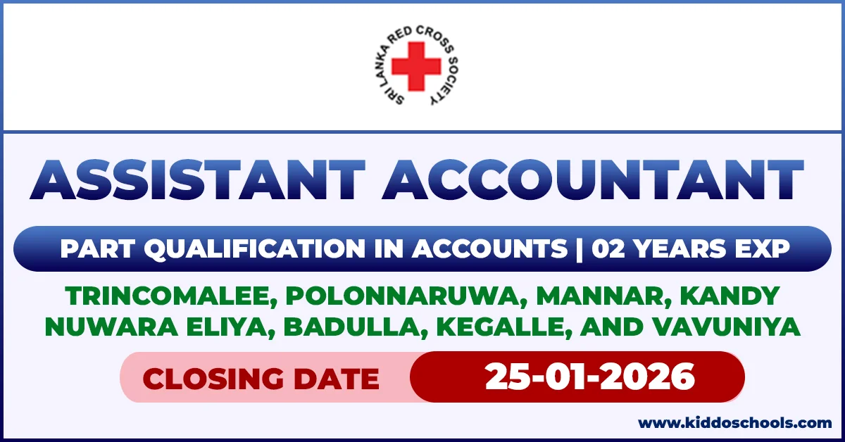 Sri Lanka Red Cross Job Vacancies 2026 for Assistant Accountant
