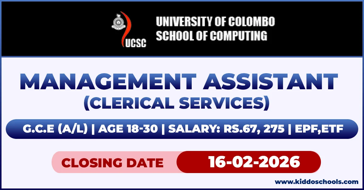 Colombo University Job Vacancies 2026 - Management Assistant