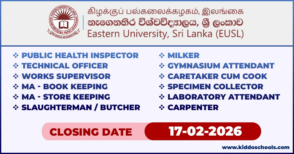Eastern University Job Vacancies 2026 – Non Academic Staffs