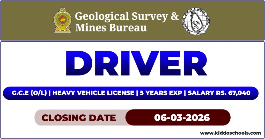 Geological Survey & Mines Bureau Job Vacancies 2026 - Driver
