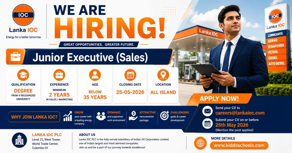 Lanka IOC Job Vacancies 2026 – Junior Executive (Sales)