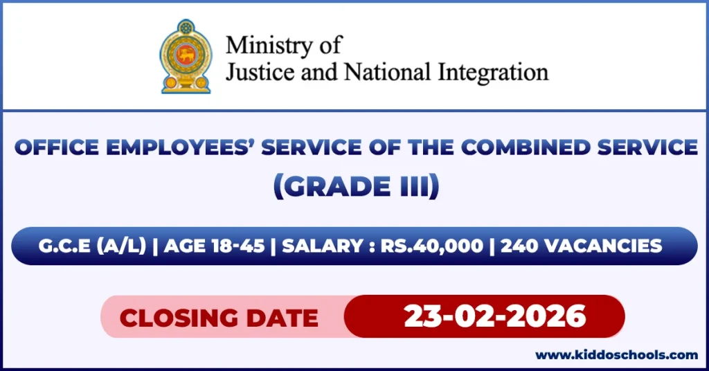 Ministry of Justice Job Vacancies 2026 - Office Employees’ Service