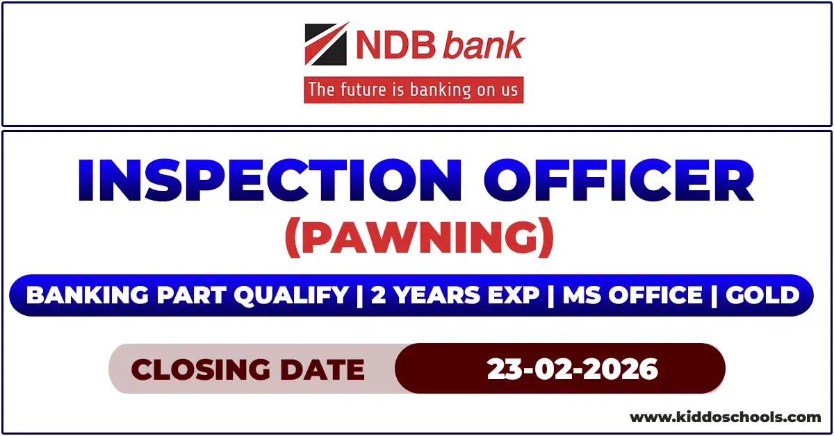 NDB Bank Job Vacancies 2026 - Inspection Officer (Pawning)