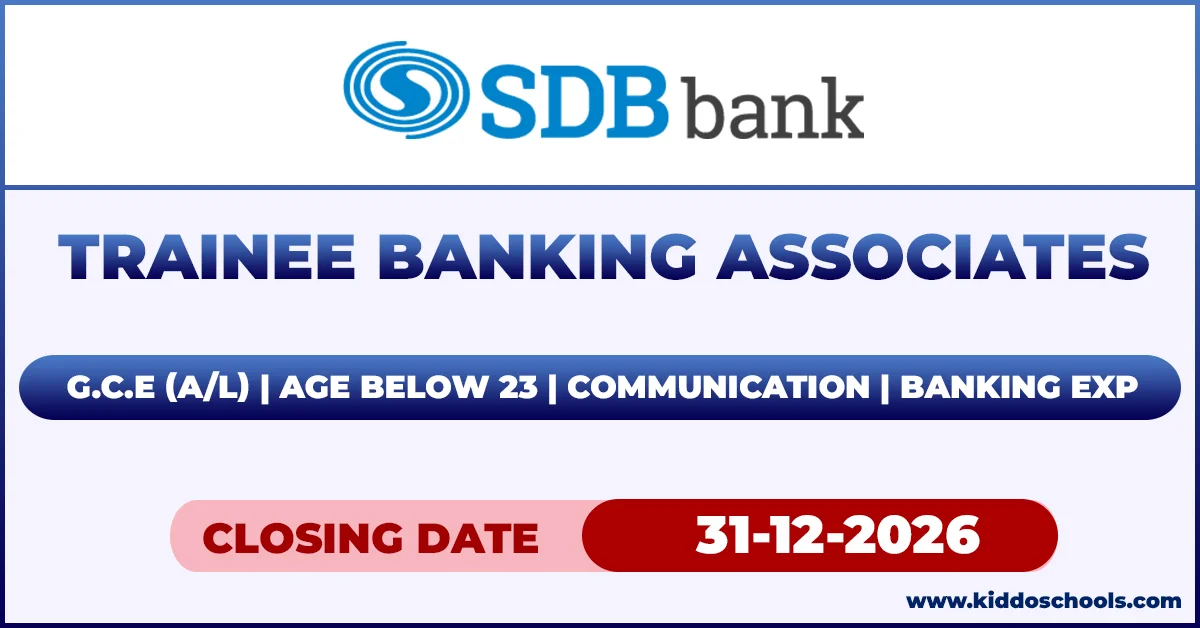 SDB Bank Job Vacancies 2026 - Trainee Banking Associates