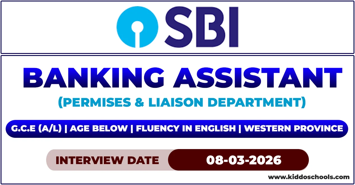 Sri Lanka SBI Bank Job vacancies 2026 - Banking Assistant