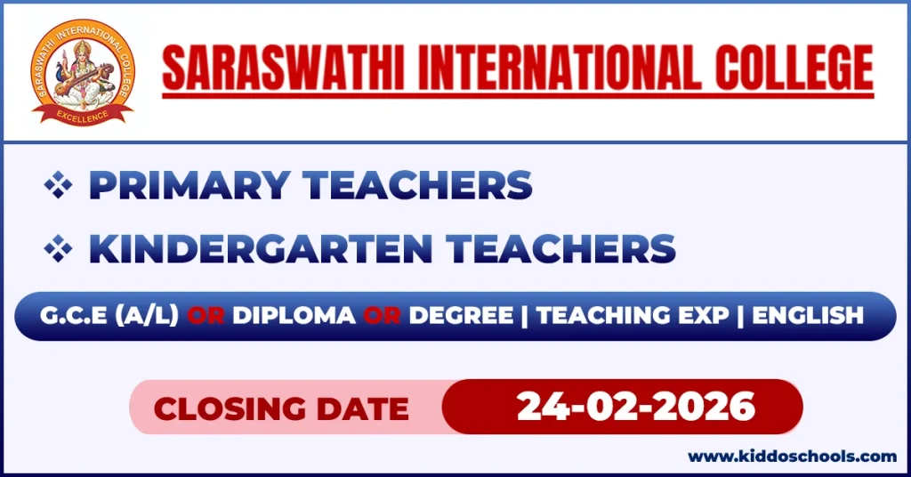 Teachers Job Vacancies 2026 at Saraswathi International College