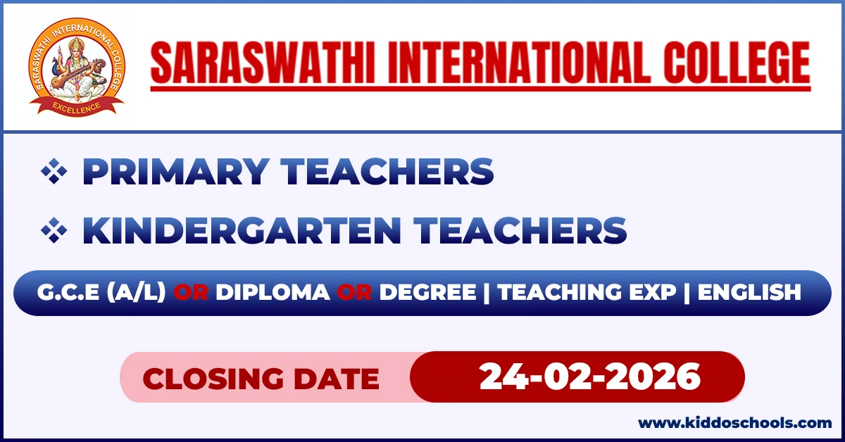 Teachers Job Vacancies 2026 at Saraswathi International College