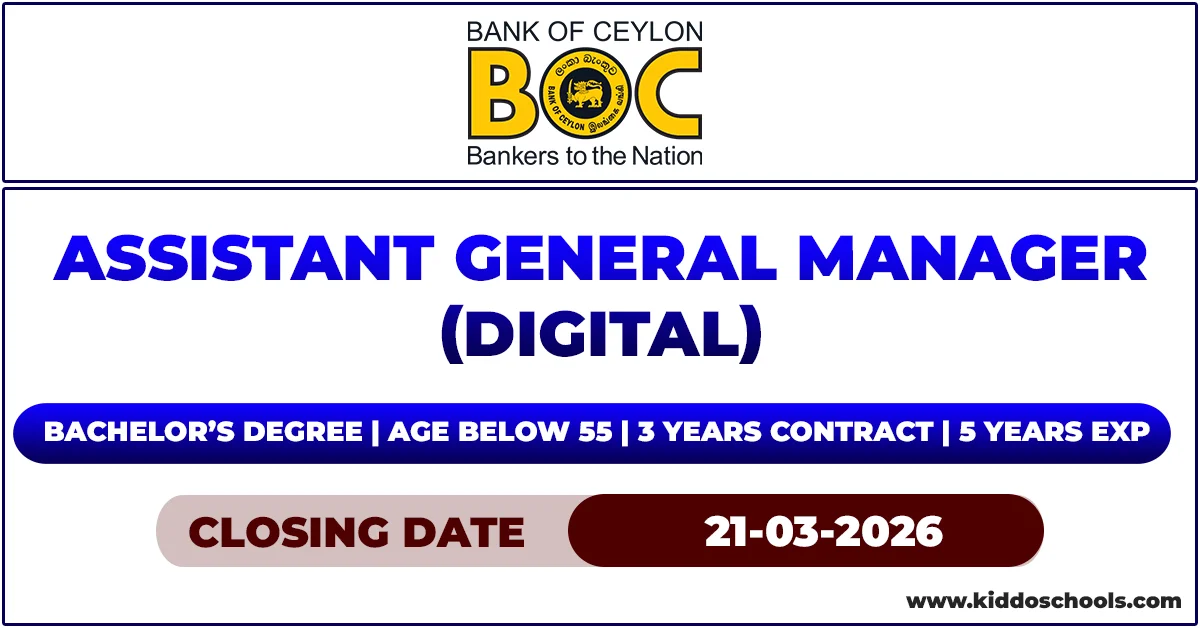 BOC Bank Careers 2026 - Assistant General Manager (Digital)