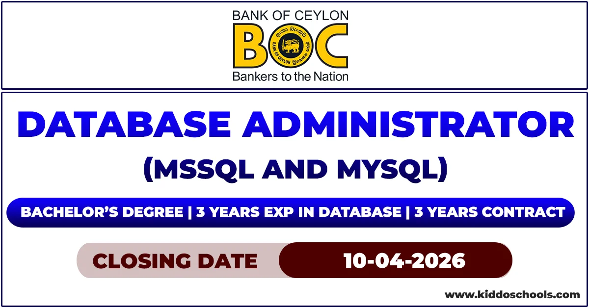 BOC Bank Job Vacancies 2026 - Database Administrator