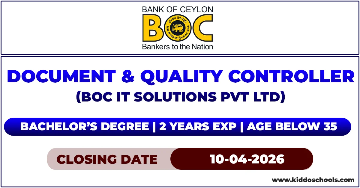BOC Bank Job Vacancies 2026 - Document and Quality Controller