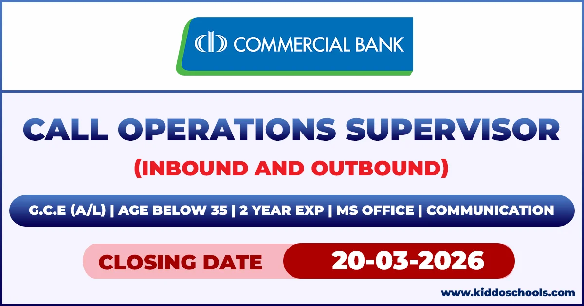 Commercial Bank Job Vacancies 2026 - Call Operations Supervisor