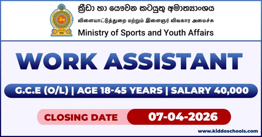 Ministry of Youth and Sports Job Vacancies 2026 - Work Assistant