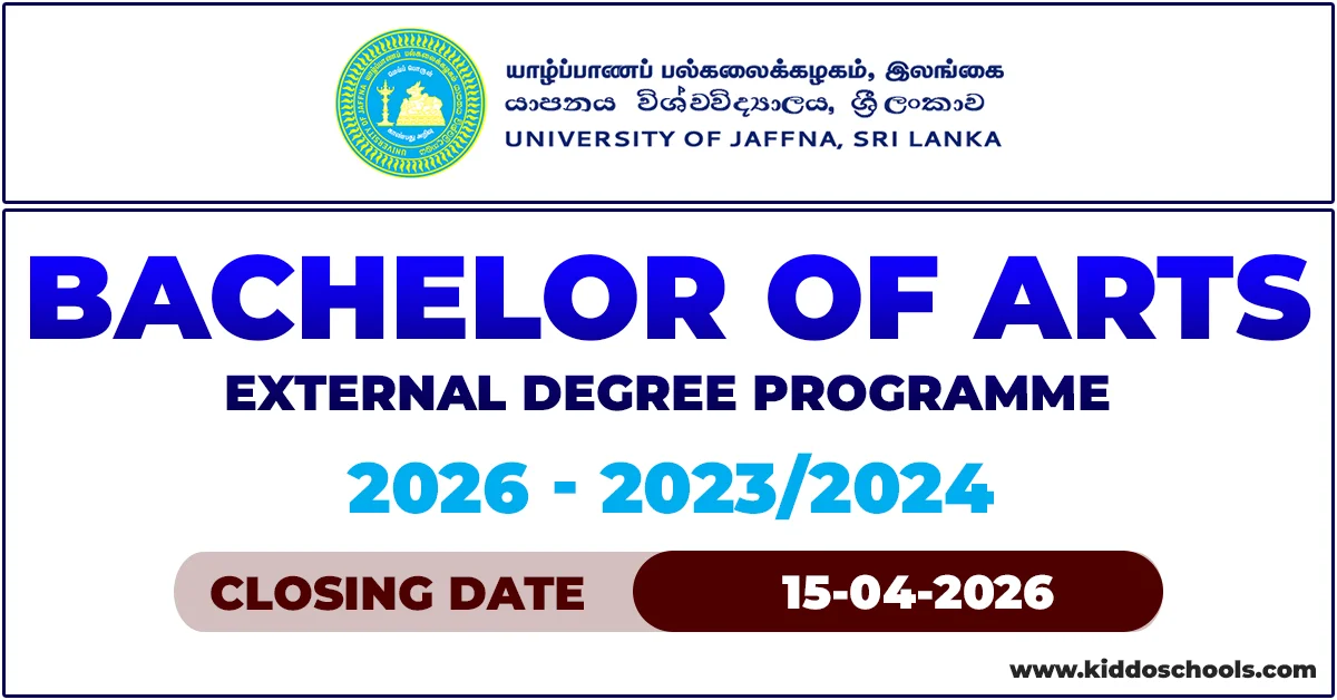 Bachelor of Arts (B.A) External Degree 2026 - University of Jaffna