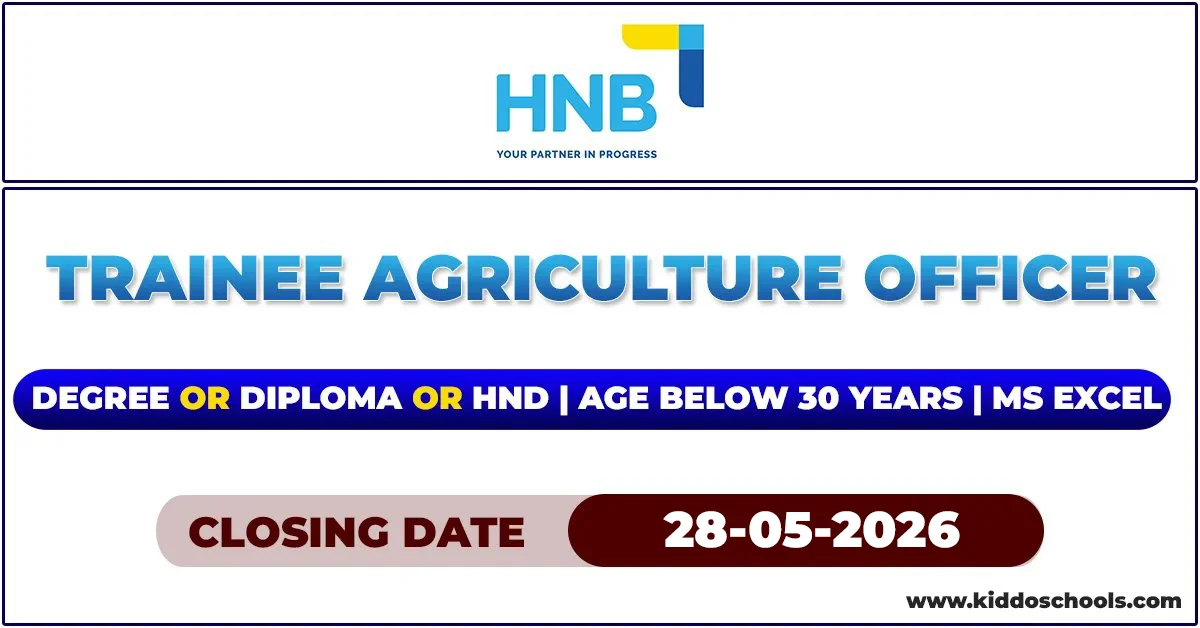 HNB Bank Vacancies 2026 - Trainee Agriculture Officer