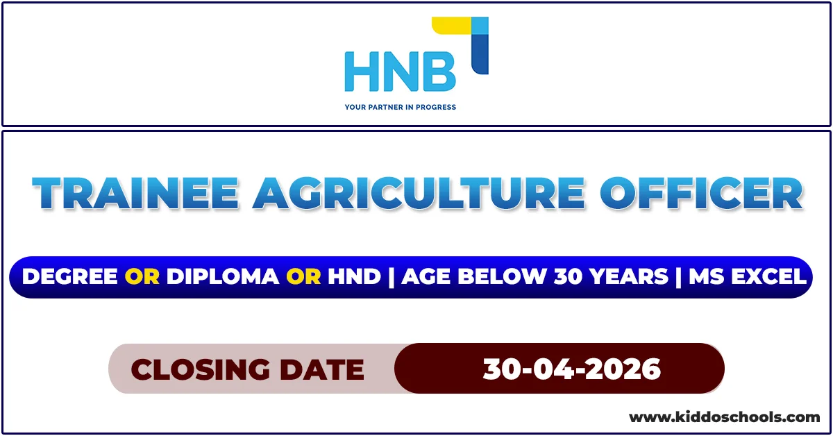 HNB Bank Vacancies 2026 - Trainee Agriculture Officer