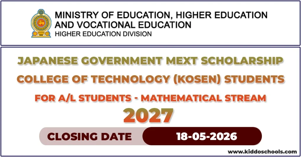 Japanese Government MEXT Scholarship 2027 for College of Technology (Kosen) Students