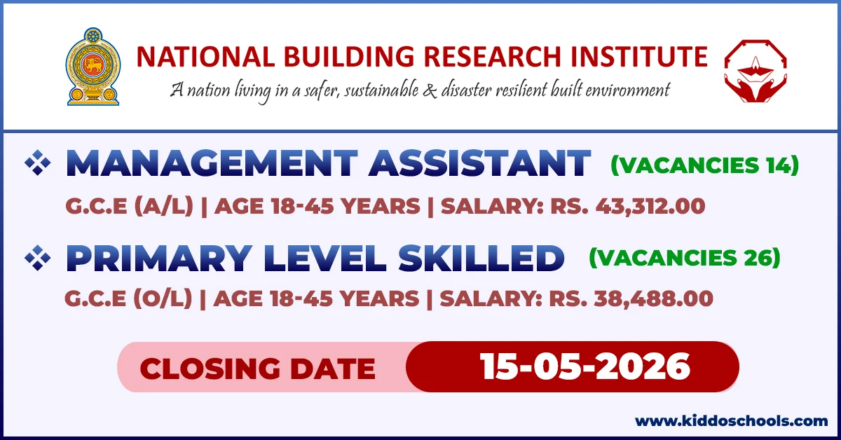 National Building Research Institute Job Vacancies 2026 - Management Assistant