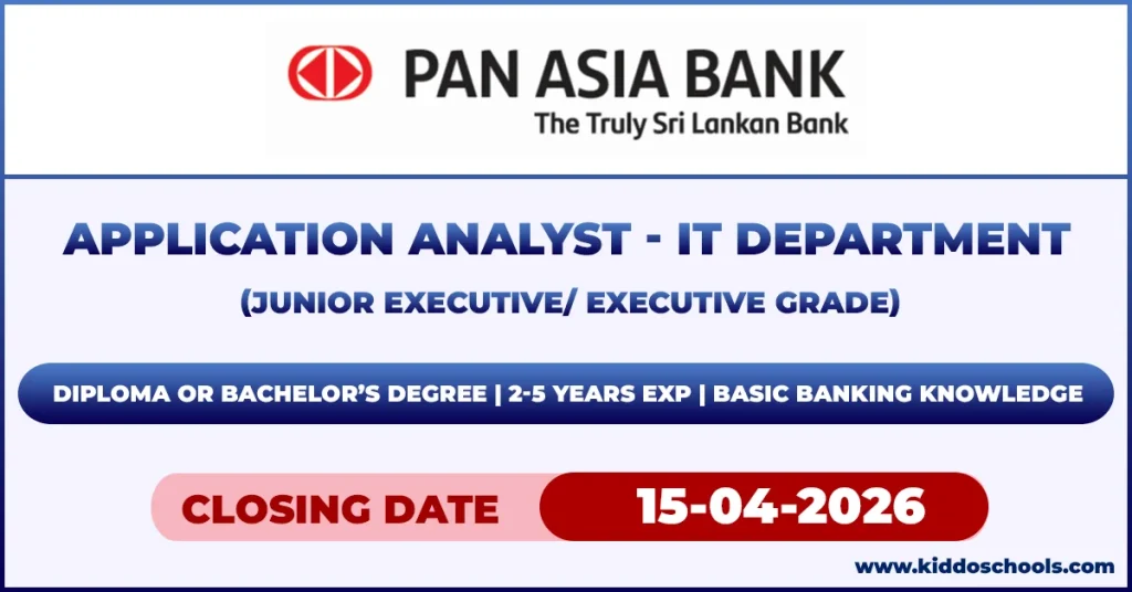 Pan Asia Bank Job Vacancies 2026 - Application Analyst (IT Department)