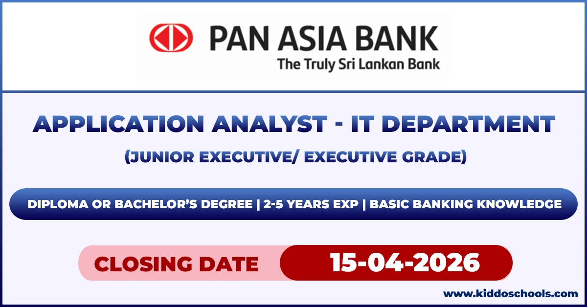 Pan Asia Bank Job Vacancies 2026 - Application Analyst (IT Department)