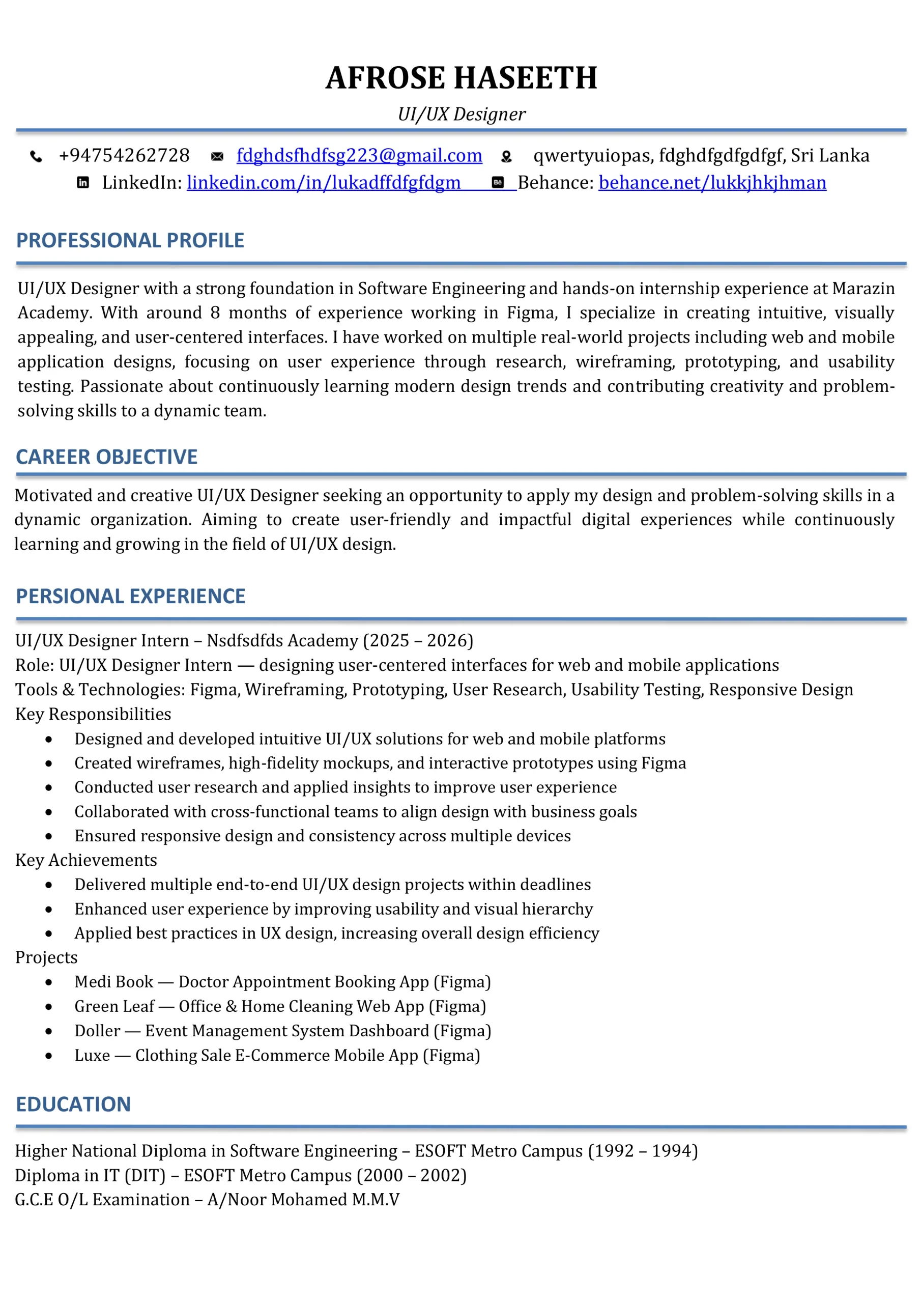 ATS CV Template 4