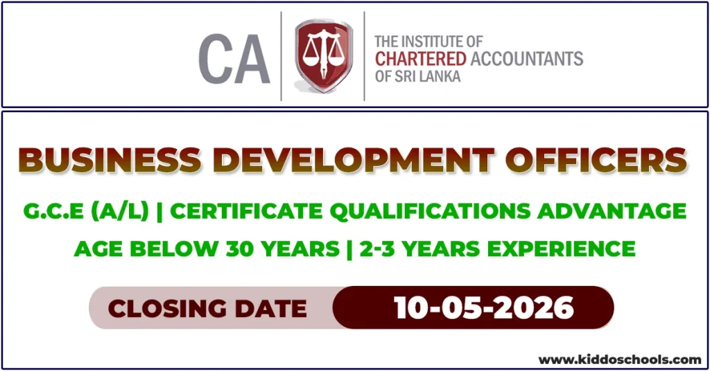 CA Sri Lanka Job Vacancies 2026 - Business Development Officers