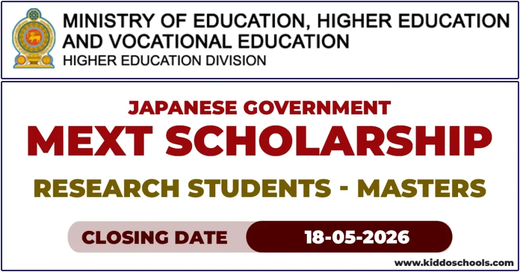 Japanese Government MEXT Scholarship 2027 for Research Students - Masters