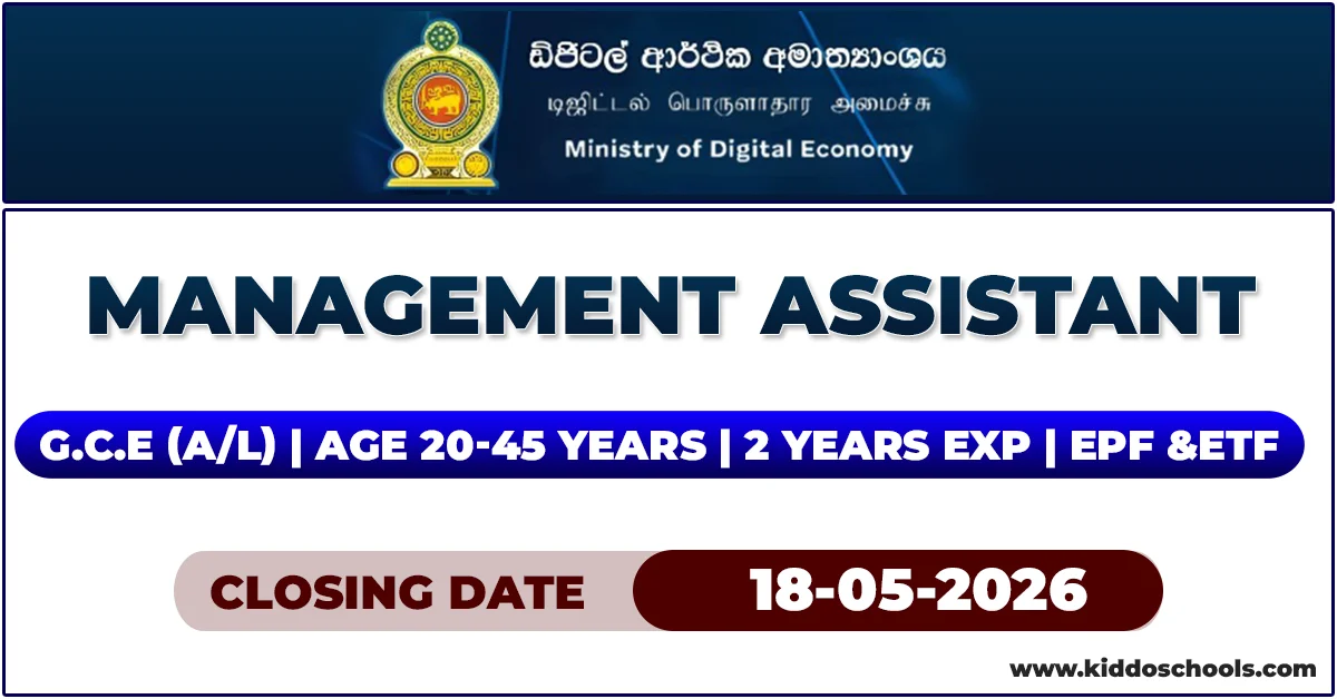 Ministry of Digital Economy Job Vacancies 2026 - Management Assistant
