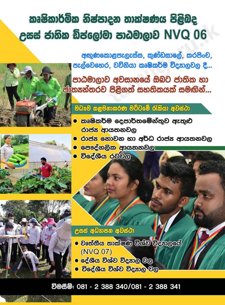 HND in Agricultural Production Technology NVQ-6 at Schools of Agriculture 2 Schools-of-Agriculture-Higher-National-Diploma-in-Agricultural-Production-Technology-NVQ-06-s