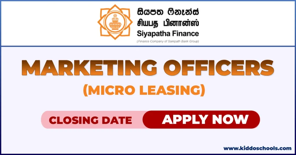 Siyapatha Finance Job Vacancies 2026 - Marketing Officers