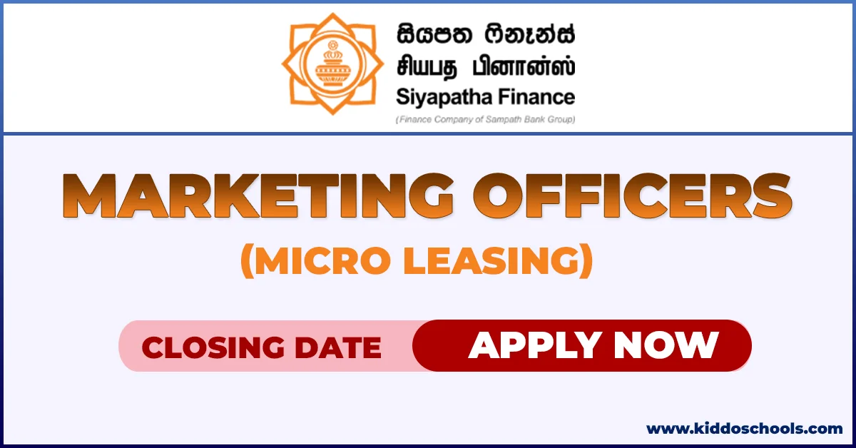 Siyapatha Finance Job Vacancies 2026 - Marketing Officers