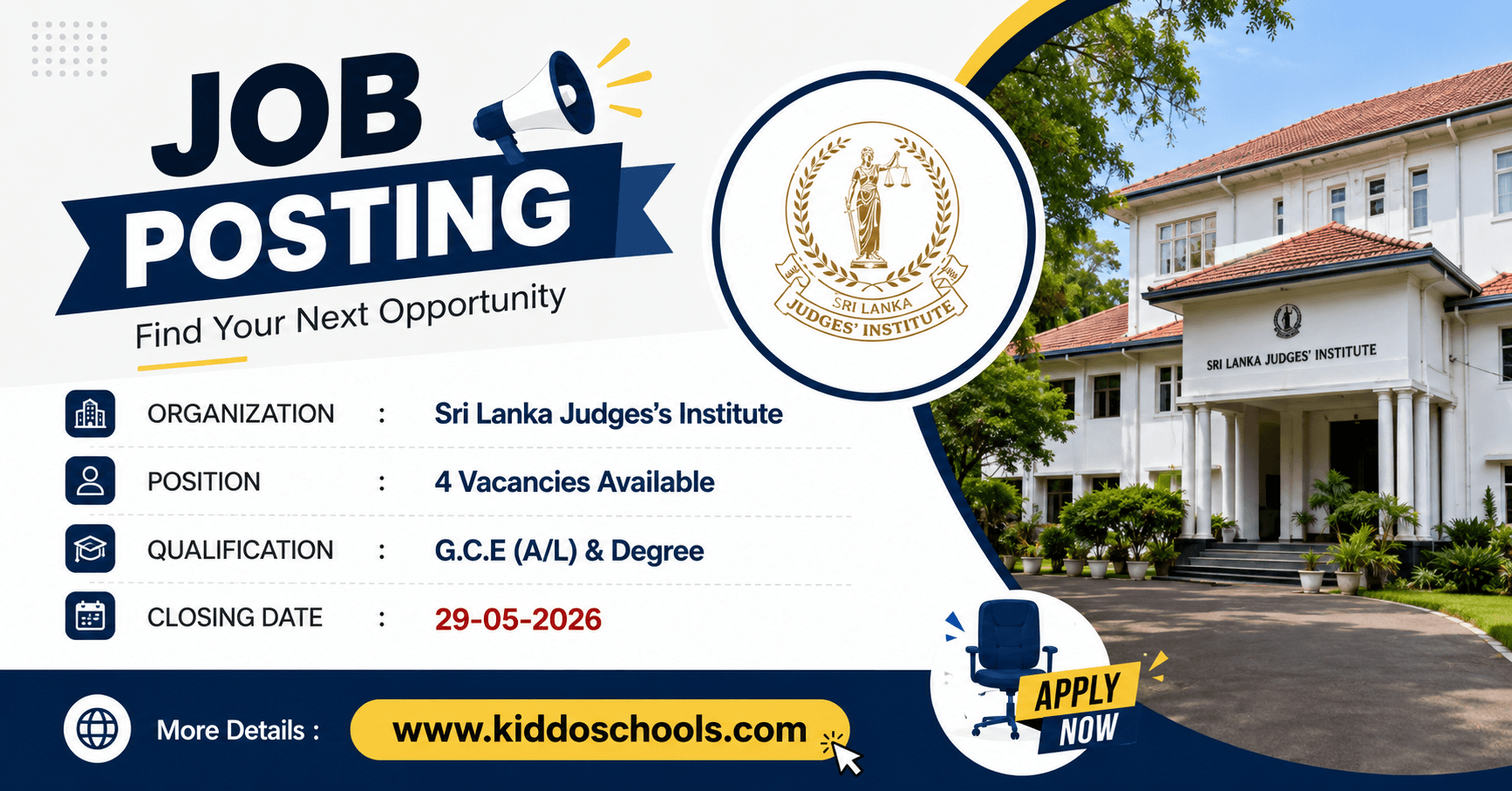 Sri Lanka Judges’s Institute Job Vacancies 2026 May
