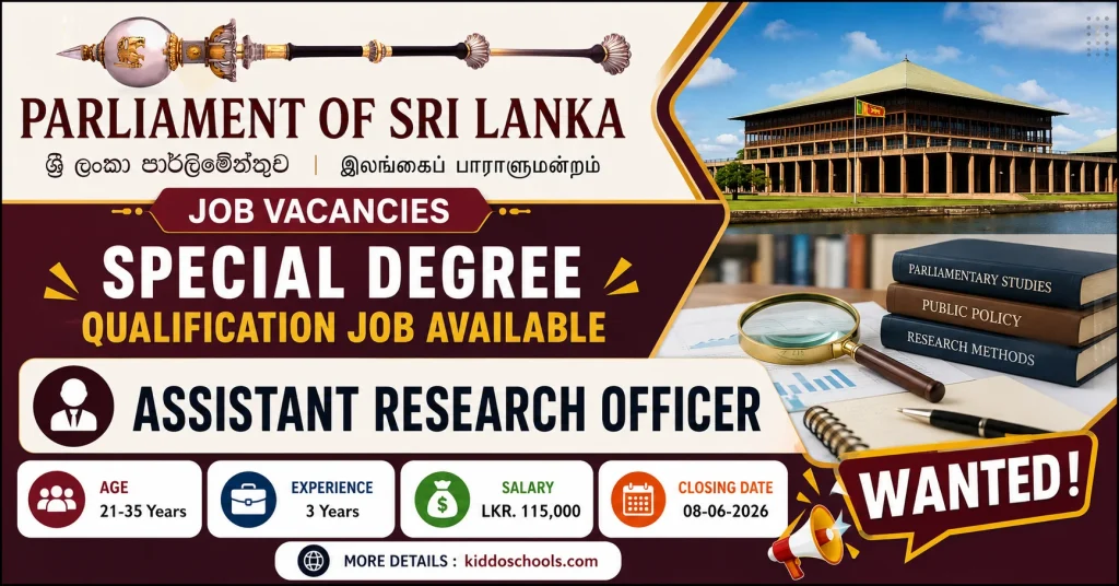 Sri Lanka Parliament Job Vacancies 2026 - Assistant Research Officer