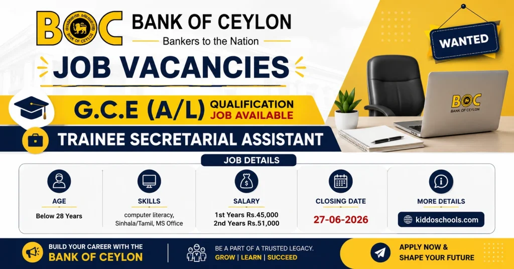 BOC Bank Vacancies 2026 Trainee Secretarial Assistant