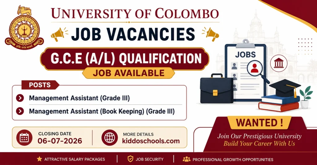 Colombo University Vacancies 2026 - Management Assistant